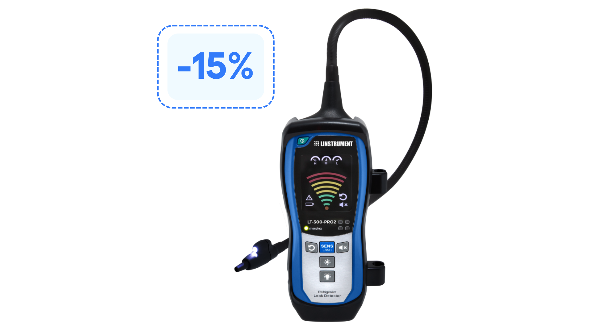 -15 % " Détecteur de fuite PREMIUM tous gaz LT-300-PRO2 (comprenant l'azote hydrogéné) - LINSTRUMENT"