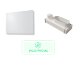 Kit Plénum + Diffuseur de soufflage d'air CONFORTWHITE pour plenum de 400x150 mm, avec enjoliveur en PVC rigide blanc satiné classé M1, de 600x350 mm