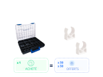 Pack : Mallette de rangement + 30 Clip tuyau de condensat Ø 32mm + 30 Clip Ø 20mm