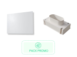 Kit Plénum + Diffuseur de soufflage d'air CONFORTWHITE pour plenum de 300x150 mm, avec enjoliveur en PVC rigide blanc satiné classé M1, de 500x350 mm