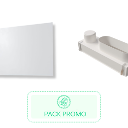 Kit Plénum + Diffuseur de soufflage d'air CONFORTWHITE pour plenum de 400x150 mm, avec enjoliveur en PVC rigide blanc satiné classé M1, de 600x350 mm